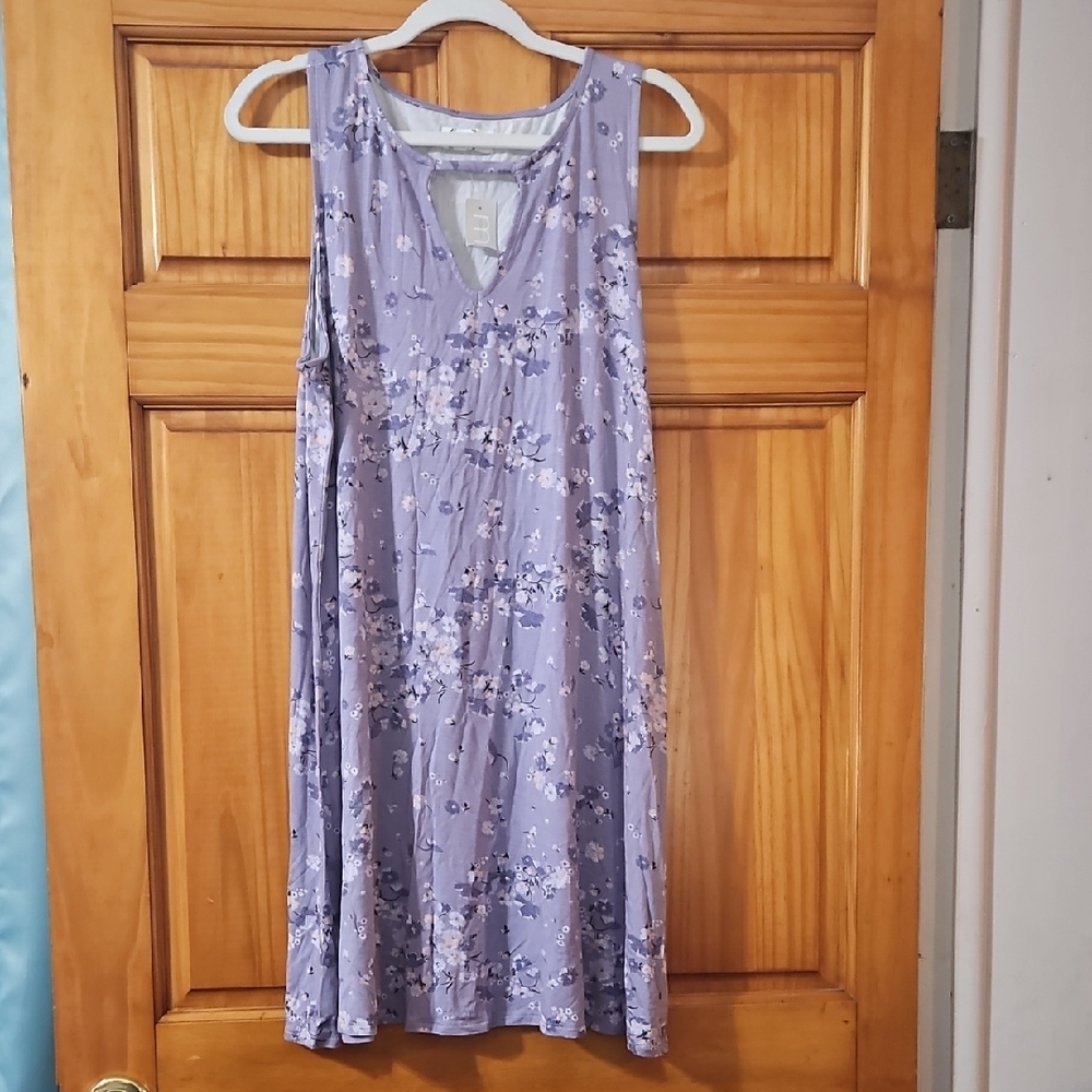 Floral Purple Sleeveless Dress